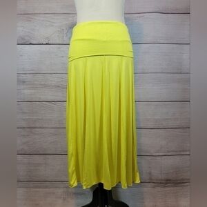 LAPIS Fold Over Waist Midi Skirt Yellow Size Large